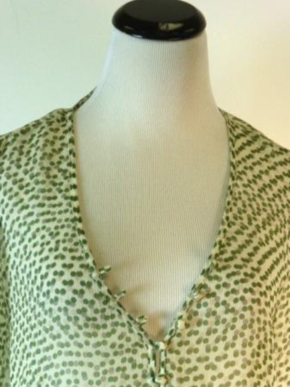 TED BAKER LONDON SILK tunic TOP 3 L green cream sheer long sleeve party
